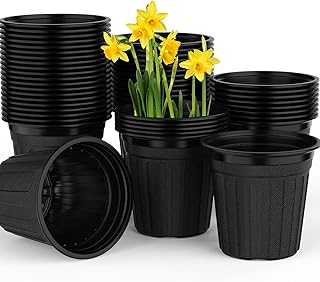 100 Pcs 3 Gallon Planter Nursery Pots, Seed Starting Pots Plastic Seedling Pots Flower Pots with Drainage Holes Flexible Plant Container for Garden Lawn Yard Plants Seedlings (100, 3 Gallon)