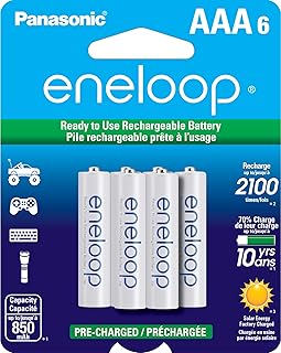 اينيلوب بطاريات باناسونيك BK-4MCCA6BA AAA 2100 دورة Ni-MH مشحونة مسبقًا قابلة لإعادة الشحن، عبوة من 6 بطاريات، 1.2 فولت