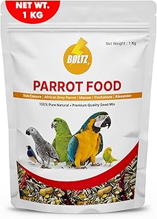 BOLTZ Parrot Food for Big Parrot,African Grey Parrot,Sun Conure,Macaw,Lovebird and Alexander - All Life Stages Mix Seeds,1.2 Kg (PRT)