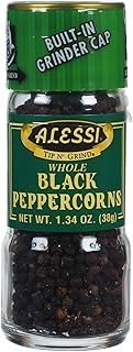 Alessi Whole Black Peppercorns, 1.34-Ounce Grinders (Pack of 6)