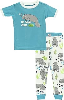 Lazy One Short-Sleeve Pajamas Sets for Girls and Boys, Kids' Soft, Animal PJs, Lake Pajamas