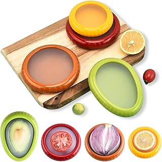 Pack of 4 Silicone Fruit Storage Containers, Silicone Fruit Storage Containers, for Onion, Tomato, Lemon, Avocado, Vegetables Keeping Food Fresh