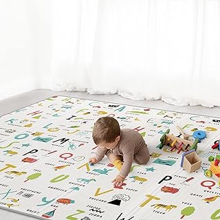 'Baby Play Mat 79'' X 71'' Foldable Baby Floor Mat for Crawling, Waterproof Non Toxic Anti-Slip XPE Foam Play Mat for Babies Toddlers Kids Indoor Outdoor Use - Elephant Style Reversible'