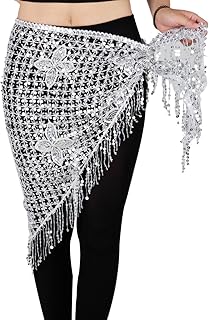 Belly Dance Hip Scarf - Hip Skirt Belly Dancing Belt Triangle Shawl Tassel Belts Waist Chain for Women/Girls