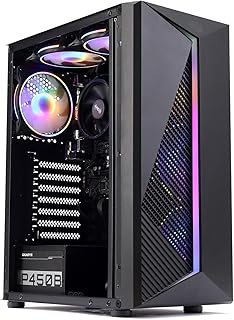 ام اكس زد كمبيوتر مكتبي للالعاب للمنزل والمكتب R5 5600G، 16GB DDR4 3200، 500G NVME SSD، 6 مراوح RGB، واي فاي وويندوز 11 برو 64 بت جاهز (رايزن 5 5600G)، AMD