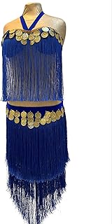 Dance dress blue consists of two pieces Stretch skirt above the knee, a push-up bra tie size of dress medium and small