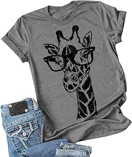 Auburet Womens Giraffe T Shirt Summer Funny Graphic Short Sleeve Crewneck Tees Casual Shirt Tops