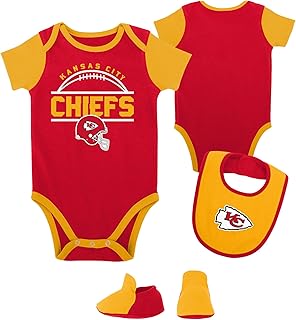 Outerstuff Newborn & Infant Red/Gold Kansas City Chiefs Home Field Advantage Three-Piece Bodysuit, Bib & Booties Set