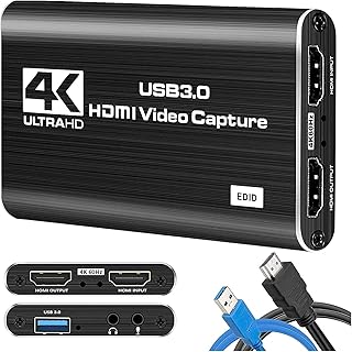 انوان بطاقة التقاط فيديو 4K HDMI للبث المباشر والتسجيل عبر كاميرا فيديو دي اس ال ار، للبث/الالعاب/مؤتمرات الفيديو/التدريس