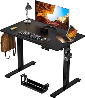 Kingant Standing Desk Height Adjustable Electric Stand Up Desks [40 x 24 Inch] - Ergonomic Sit Stand Desk Rising Desks for Home Office, Computer Desk, Stand Desk Workstation with Cable Management