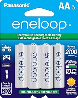 اينيلوب بطاريات باناسونيك BK-3MCCA6BA AA 2100 دورة Ni-MH مشحونة مسبقًا قابلة لإعادة الشحن، عبوة من 6 بطاريات، 1.2 فولت