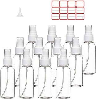 زجاجات بخاخ، 12 عبوة 4 اونصة 120 مل، مجموعة زجاجات بلاستيكية صغيرة شفافة فارغة للسفر، حاويات سائلة صغيرة قابلة لاعادة الملء