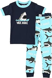 Lazy One Short-Sleeve Pajamas Sets for Girls and Boys, Kids' Soft, Animal PJs, Lake Pajamas