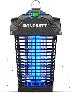 صاعق حشرات من بانبيست للاستخدام الخارجي، صاعق بعوض مع مستشعر ضوء من الغسق الى الفجر، صاعق ذباب مقاوم للماء، قاتل بعوض كهربائي للحديقة والفناء والشرفة والفناء (اسود)