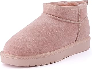 CUSHIONAIRE Women's Hip 2 Genuine Suede Ankle Snow Boots - Pull-On with Cozy Faux Shearling Lining, +Memory Foam