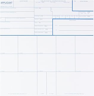 مكتب التحقيقات الفيدرالي بطاقات بصمة CS-10PK ، مقدم الطلب Fd-258 ، حزمة من 10