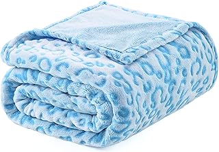 Excervent 3D Leopard Flannel Fleece Throw Blanket, 280 GSM Lightweight Cheetah Blanket for Couch Sofa Bed, Super Soft Cozy Warm Blankets, 50x40 inches, Blue