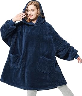 Bedsure Blanket Hoodie for Women Men, Wearable Blanket Adult, Fluffy Fleece Hooded Blanket Ultra Soft Cozy, Oversized Blanket Hoodie