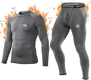 MeetHoo Thermal Underwear, Base Layer Compression Set for Men - Long Sleeve Top & Long John