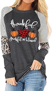 قميص مكتوب عليه Thankful Grateful Blessed نسائي عليه Pumpkin Shirts Thanksgiving Raglan Shirt Fall Baseball Shirt Top، من يي شيانغ ران