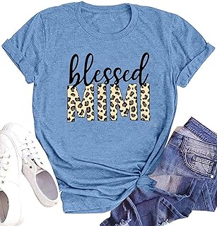 Blessed Mimi T-Shirts for Women Leopard Print Mimi Graphic Shirts Grandma Tees Tops Mother's Day Shirt