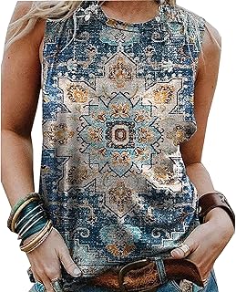 BOMYTAO Mandala Lotus Tank Top for Women Sacred Geometry Meditation Gift Sleeveless Graphic Tees Vest