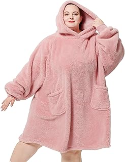 Bedsure Blanket Hoodie for Women Men, Wearable Blanket Adult, Fluffy Fleece Hooded Blanket Ultra Soft Cozy, Oversized Blanket Hoodie