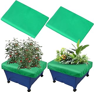 Mofuiry 2 Pack City Pickers Replacement Mulch Cover, 20" x 24" Black Planter Box Cover with Elastic City Picker Raised Bed Cover for Garden Planters Boxes (Green)