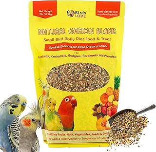 Birds LOVE All Natural Garden Blend Bird Food for Small Birds - Lovebirds, Cockatiels, Parakeets and Parrotlets 2lb