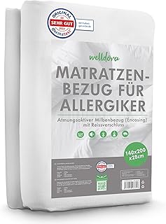 مرتبة فاخرة بغطاء عث من ويلدورا مقاس 140 × 200 28 سم واقي تم اختباره قبل المتخصصين الذين يعانون الحساسية غطاء مضاد للعث مع سحاب بياضات سرير لمرضى ألياف دقيقة ابيض