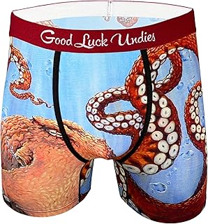 لباس داخلي رجالي من Good Luck Undies عليه صورة سمكة وحيوانات المحيط, أزرق