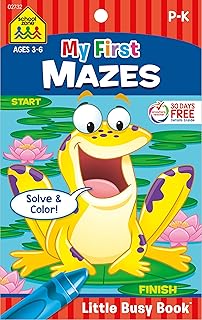 School Zone - My First Mazes Workbook - Ages 3 to 6, Preschool to Kindergarten, Activity Pad, Maze Puzzles, Coloring, and More (School Zone Little Busy Book™ Series)