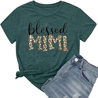 Blessed Mimi T-Shirts for Women Leopard Print Mimi Graphic Shirts Grandma Tees Tops Mother's Day Shirt