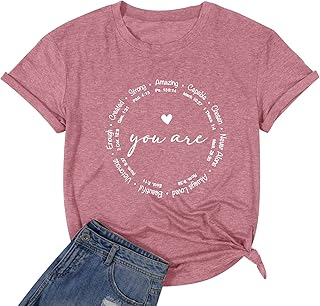 SUPEYA You are Inspiration Shirts Women Cute Heart Graphic Tee Casual Short Sleeve Blessed Saying Tops