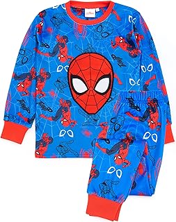 Spider-Man Pyjamas For Boys | Kids Superhero Blue Red Character All Over Print Fleece T-Shirt Trousers Pjs | Comics Clothing Gift