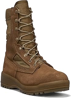 Belleville 590 8 Inch US Marine Corps Hot Weather Combat Boot for Men (EGA) - USMC Coyote Brown Leather with Vanguard Sole and Vibram Sierra Traction Outsole; Berry Compliant