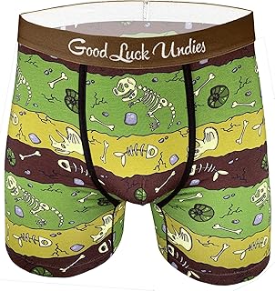 لباس داخلي رجالي من Good Luck Undies يحمل صور شخصيات ديناصور فوسيل