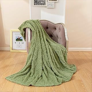 TIANSHU Thin Fleece Blanket, Fluffy Fleece Blanket, Lightweight Soft Comfortable Covers, High Quality, Anti-Pilling, Suitable for All Seasons (200 x 230 cm, Green)